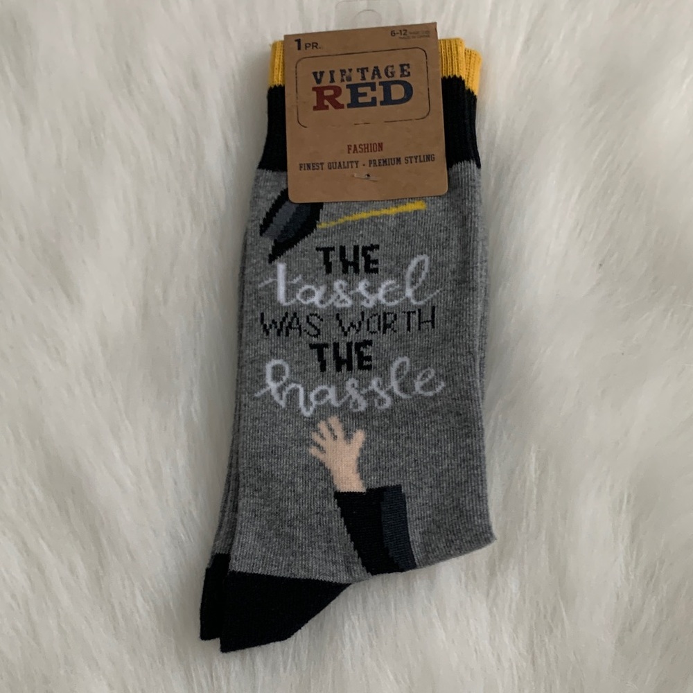 Vintage Red Gray and Black Casual Socks